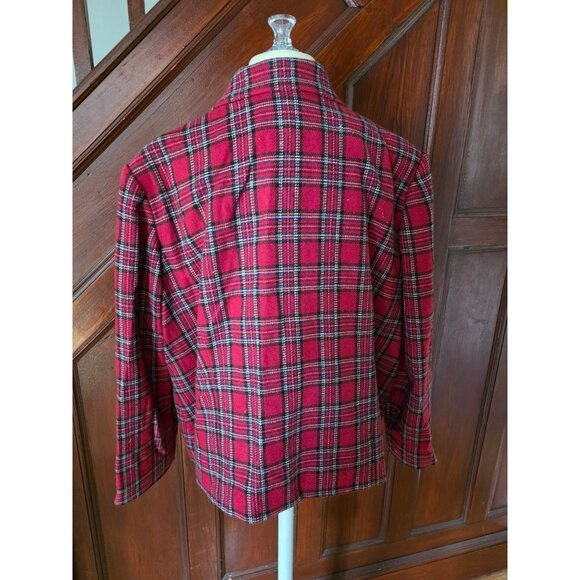 Sag Harbor Womens Red Plaid Jacket Size 2XW Wool Blend - Picture 3 of 7